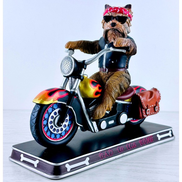 Bad to the Bone Dog Biker Motorcycle Figurine 